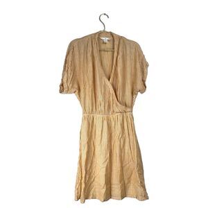H&M‎ L.O.G.G A-line Dress Women's 10 Golden Yellow Stripe V-Neck WP0099